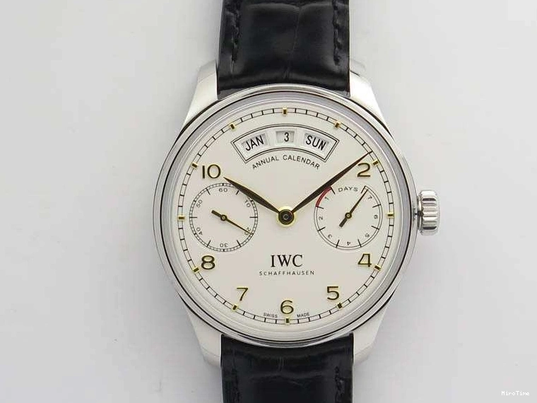 MIROTIME 0513 Portuguese Real PR Real Annual Calendar IW5035 YLF 1:1 Best Edition White Dial On Leather Strap A Refined 7243